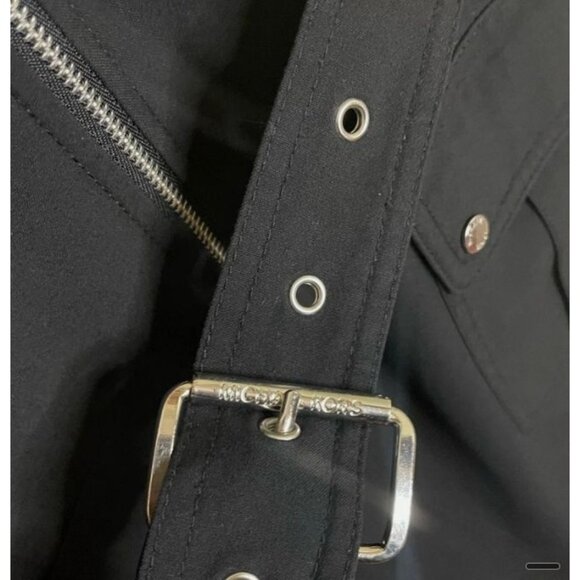 Michael Kors Women’s Zip Shirt Dress, Knee Length, Roll Sleeve Black Size PM - Picture 4 of 11